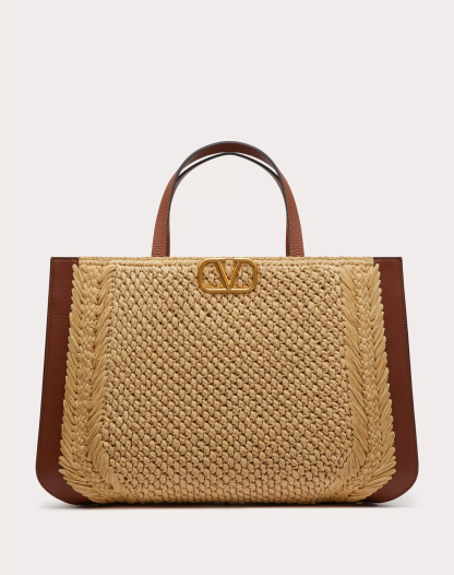 VLOGO SIGNATURE RAFFIA HANDBAG